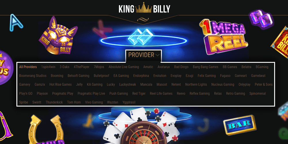 A short list of available providers providers at King Billy Casino